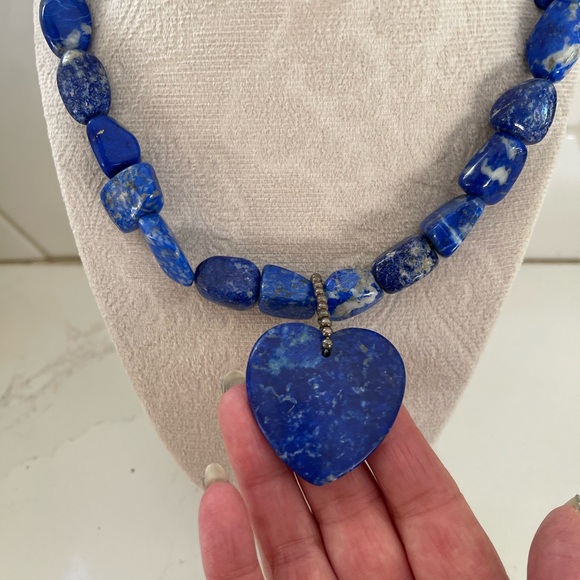 Jay King Lapis Heart Necklace with Silver setting - Picture 3 of 15